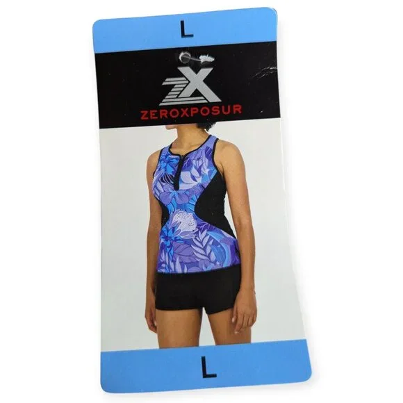 ZeroXposur Vibrant Cornflower 4 Way Stretch Lightweight Swim Top Size Large NWT - Picture 8 of 15